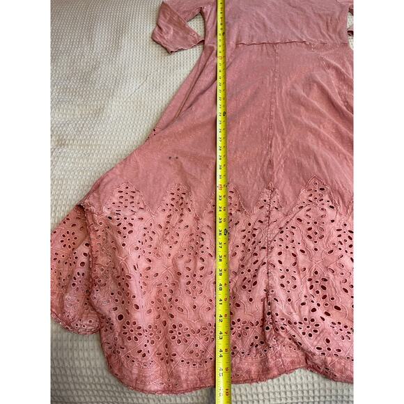 Soft Surroundings Blush 3/4 Sleeve Eyelet Handkerchief Hem Midi Dress P Small - Picture 3 of 14